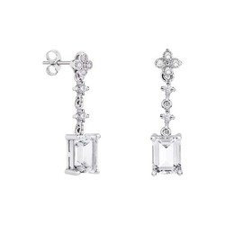 Pendientes Plata Rectangulo Argyor MRM 8x6mm (AG)79B0102TB1 Topacios Blanco