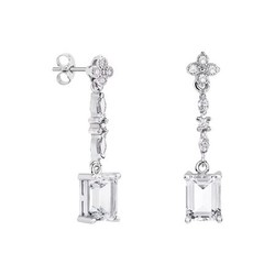 Pendientes Plata Rectangulo Argyor MRM 8x6mm (AG)79B0105TB1 Topacios Blanco