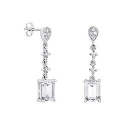 Pendientes Plata Rectangulo Argyor MRM 8x6mm (AG)79B0202TB1 Topacios Blanco