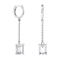 Pendientes Plata Rectangulo Argyor MRM 8x6mm (AG)79B0307NB1 Topacios Blanco