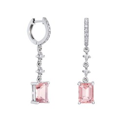 Pendientes Plata Rectangulo Argyor MRM 8x6mm (AG)79B0402TB3 Topacios Rosa