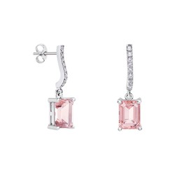 Pendientes Plata Rectangulo Argyor MRM 8x6mm (AG)79B0500TB3 Topacios Rosa