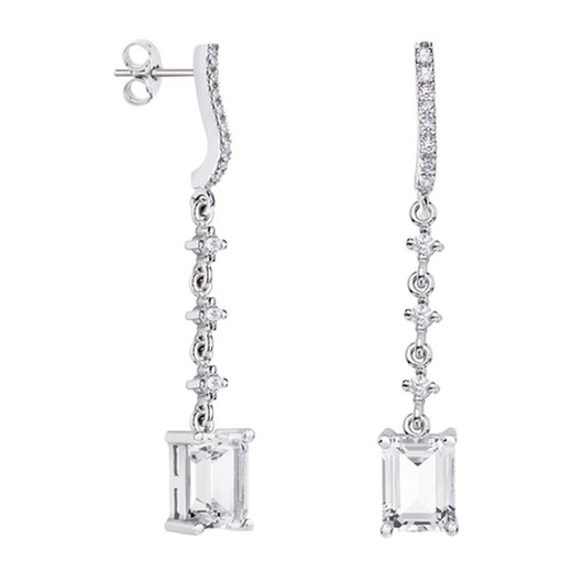 Pendientes Plata Rectangulo Argyor MRM 8x6mm (AG)79B0503TB1 Topacios Blanco