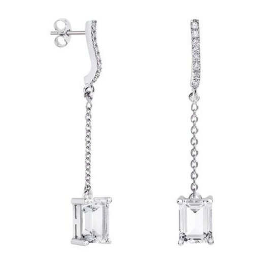 Pendientes Plata Rectangulo Argyor MRM 8x6mm (AG)79B0507TB1 Topacios Blanco