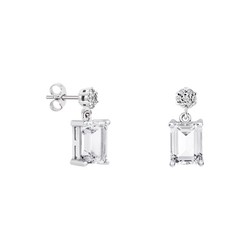 Pendientes Plata Rectangulo Argyor MRM 8x6mm (AG)79B0600TB1 Topacios Blanco