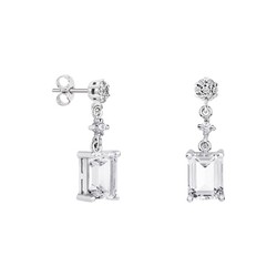 Pendientes Plata Rectangulo Argyor MRM 8x6mm (AG)79B0601TB1 Topacios Blanco