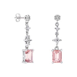 Pendientes Plata Rectangulo Argyor MRM 8x6mm (AG)79B0604TB3 Topacios Rosa