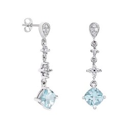 Pendientes Plata Rombo Argyor MRM 7x7mm (AG)79B0204TC2 Topacios Azul