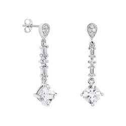 Pendientes Plata Rombo Argyor MRM 7x7mm (AG)79B0206TC1 Topacios Blanco