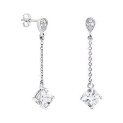 Pendientes Plata Rombo Argyor MRM 7x7mm (AG)79B0207TC1 Topacios Blanco