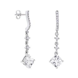 Pendientes Plata Rombo Argyor MRM 7x7mm (AG)79B0502TC1 Topacios Blanco