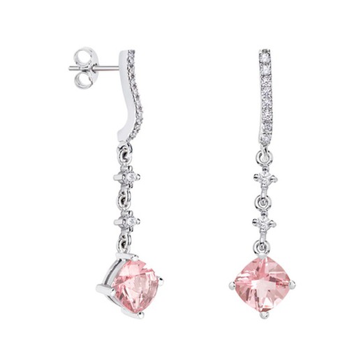 Pendientes Plata Rombo Argyor MRM 7x7mm (AG)79B0502TC3 Topacios Rosa