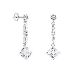 Pendientes Plata Rombo Argyor MRM 7x7mm (AG)79B0605TC1 Topacios Blanco