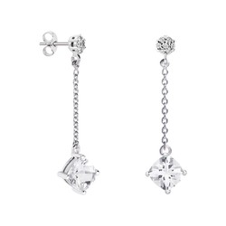 Pendientes Plata Rombo Argyor MRM 7x7mm (AG)79B0607TC1 Topacios Blanco