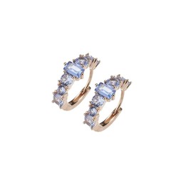 Pendientes Plata Rosa Sovrani 1cm J8208 Aro Circonitas Zafiros