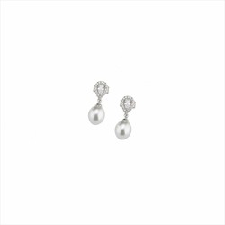 Pendientes Plata Rosa Sovrani 2cm J8417 Perlas Circonitas