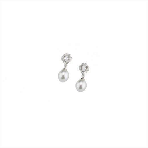 Pendientes Plata Rosa Sovrani 2cm J8417 Perlas Circonitas