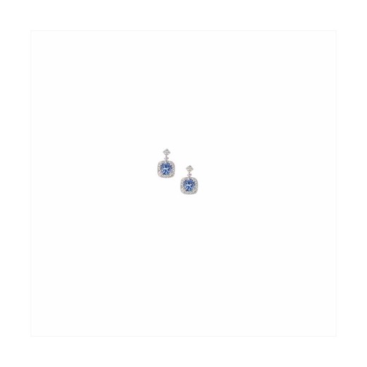 Pendientes Plata Sovrani 0,5cm J9433 Circonitas Aguamarina Cuadrada