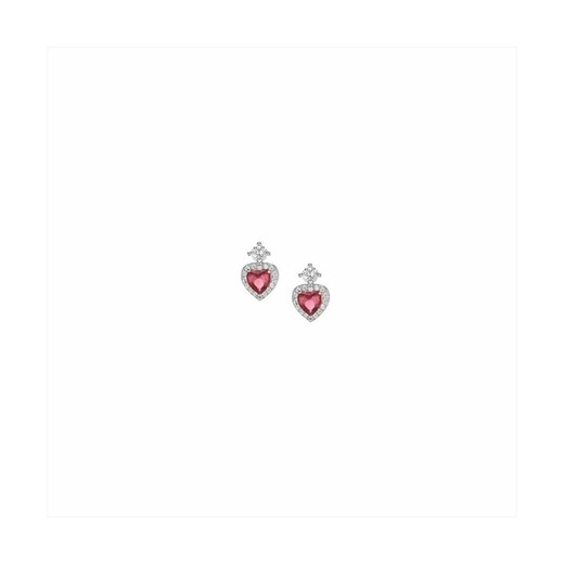 Pendientes Plata Sovrani 1cm J10249 Corazón Rubí Circonitas