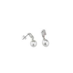 Pendientes Plata Sovrani 2cm J8408 Circonitas Perlas