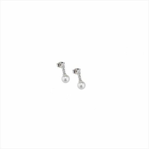 Pendientes Plata Sovrani 2cm J8414 Tira De Circonitas Perlas