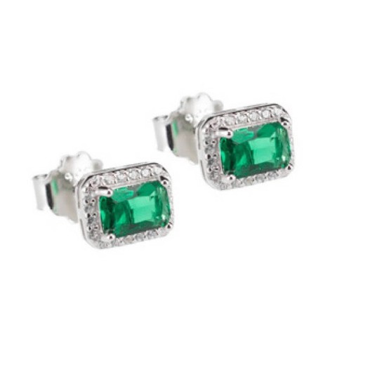 Pendientes Plata Sovrani J8212 Circonitas Esmeralda Cúbica