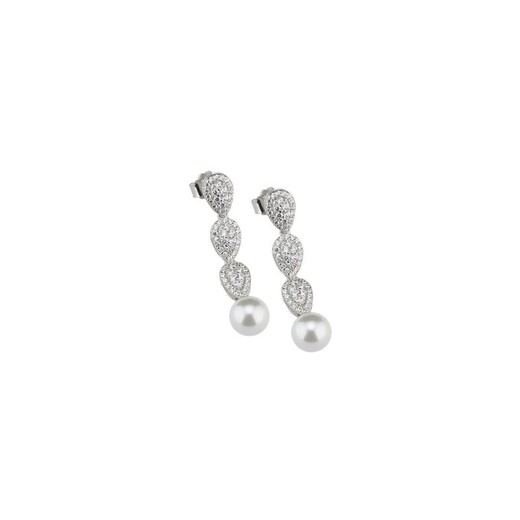 Pendientes Plata Sovrani J8413 Colgante Perlas Circonitas