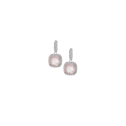 Pendientes Plata Sovrani J9837 Circonitas Cristal Rosa Cuadrado