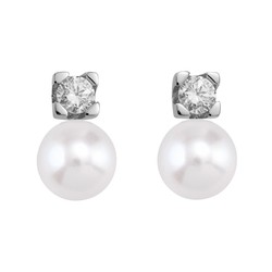 Pendientes Platino Argyor MRM 10mm (PT)75B0103P-10mm Diamantes Perlas