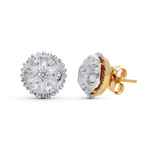 Bicolor Platinum Earrings 18kts Pineapple Zirconia 0500