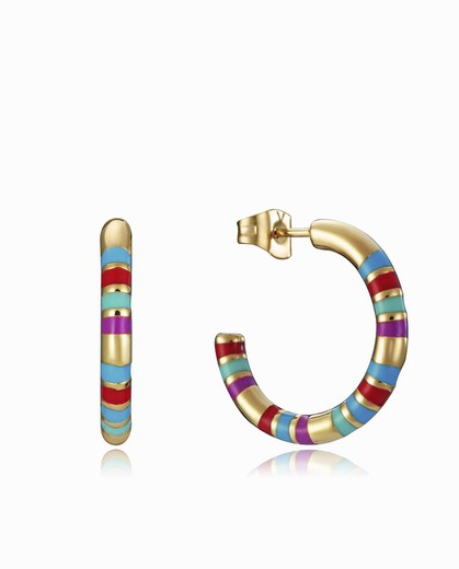 Boucles d'Oreilles Femme Viceroy Arc Doré Émail Multicolore 15133E01019