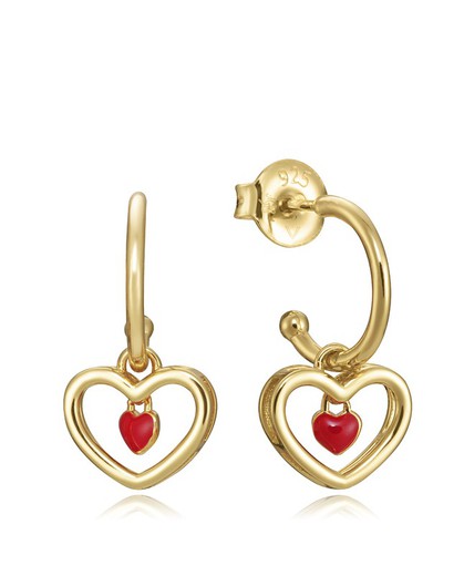 Boucles d'oreilles dorées pour femme Viceroy Coeurs en émail rouge 13025E100-06