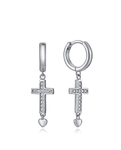 Viceroy Women's Earrings Hoop Cross Zircons Heart 13023E000-30