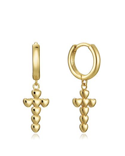 Viceroy Earrings for Women Golden Cross of Hearts 13024E100-06