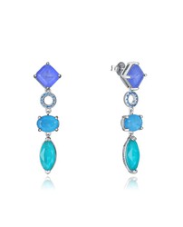 Pendientes Viceroy Plata 4cm Mujer 2306E000-59 Cristales Verde Bicolor Azul