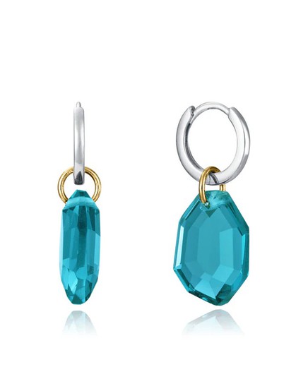 Pendientes Viceroy Plata Bicolor Dorada 2,8cm Mujer 13229E000-53 Cristal Azul