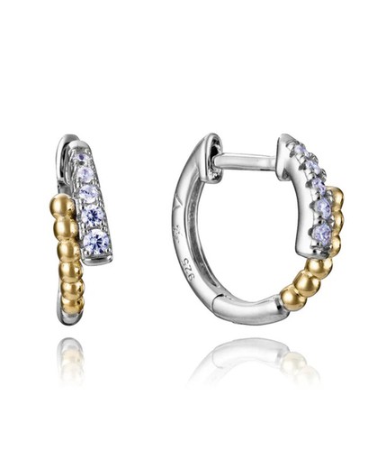 Pendientes Viceroy Plata Bicolor Dorado 1,5cm Mujer 2311E100-30 Circonitas