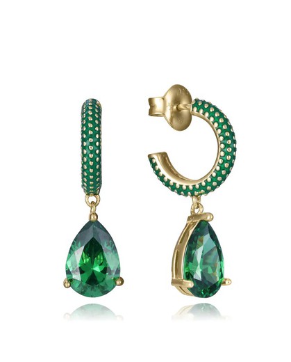 Pendientes Viceroy Plata Dorada 2,4cm Mujer 15122E100-32 Semiaro Verde