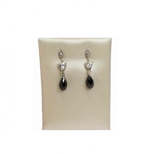 Pendientes Xernus Plata 2NF2543 Cristales Bicolor Negro