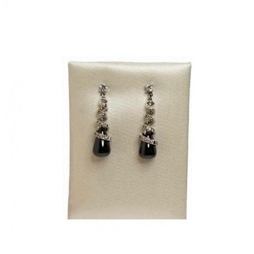 Pendientes Xernus Plata 2NF2549 Espiral Con Circonitas Negro