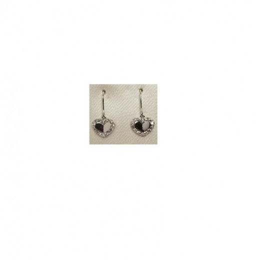 Pendientes Xernus Plata 2NF2558-P Corazón Negro Circonitas