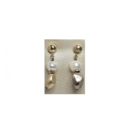 Pendientes Xernus Plata Dorada 3NF27171 Perlas Acrilicas