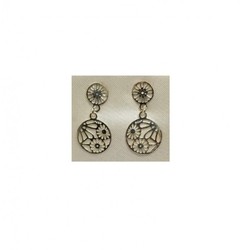 Pendientes Xernus Plata Dorada 3NF2789 Flores Caladas