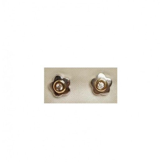 Pendientes Xernus Plata Dorada 3XE2894 Flor Con Circonita