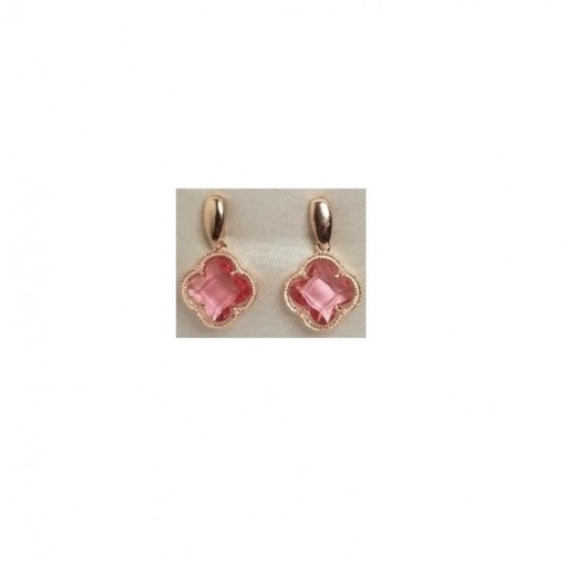 Pendientes Xernus Plata Dorada 3XE2987 Flor Con Cristal Rosa