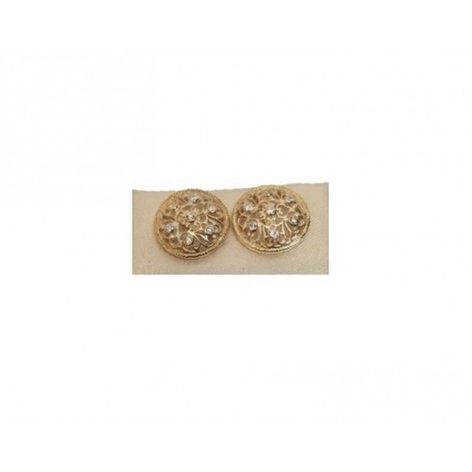 Pendientes Xernus Plata Dorada NF2565 Redondo Con Circonitas