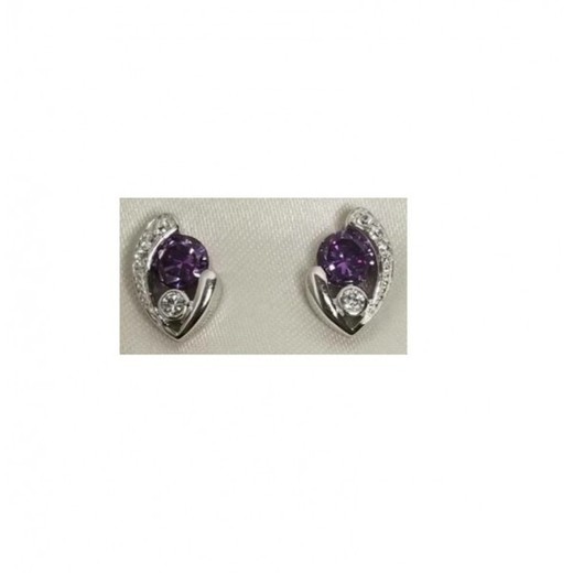 Pendientes Xernus Plata NF1016 Amatista Con Circonitas