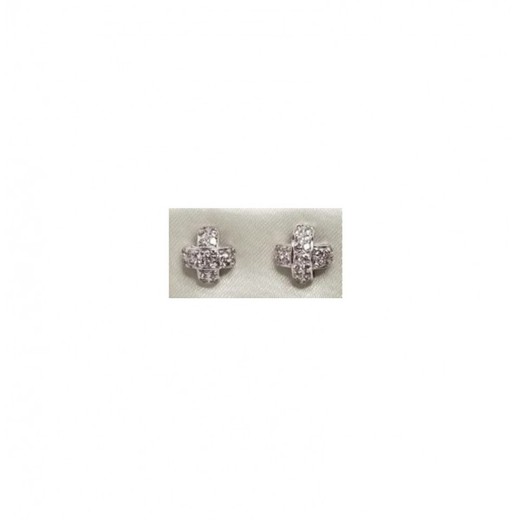 Pendientes Xernus Plata NF1058C Botón Circonitas Rosadas