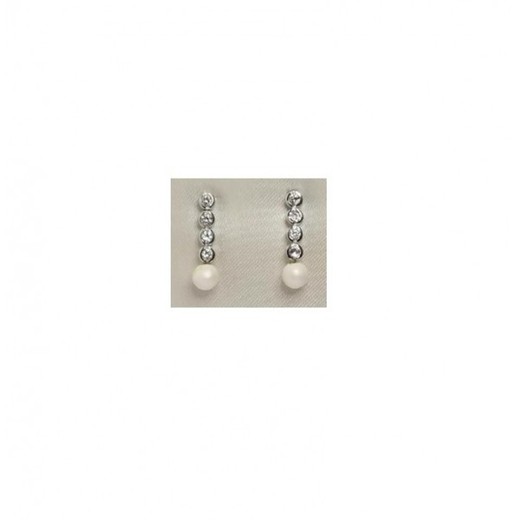 Pendientes Xernus Plata NF1108 Tira Con Circonitas Y Perla