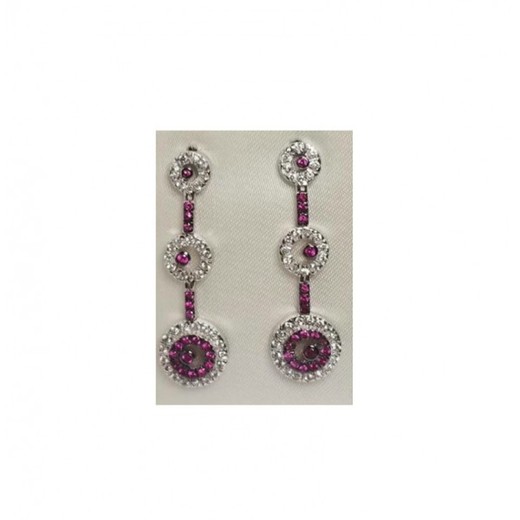 Pendientes Xernus Plata NF1110 Largos Circonitas Bicolor Fucsia